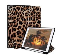 Rvciby Coque pour iPad 9e/8e/7e génération 2021/2020/2019,Et Air 3/Pro 10.5 2019/2017. 10.2&10.5 Pouces Étui avec Pen Holder & Support Trifold,Fonction de réveil Automatique du Sommeil,Marron Léopard