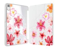 Rvciby Coque pour iPad (A16) 11e Génération 11" 2025/10ème 2022,11&10.9 Coque avec Porte-Crayon et Support Trifold et Couverture de Sommeil/réveil Automatique pour iPad 10e/11e,Fleurs Roses