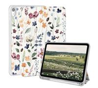 Rvciby Coque pour iPad (A16) 11e Génération 11" 2025/10ème Génération 2022,11&10.9 Coque avec Porte-Crayon et Support Trifold pour iPad 10e/11e-Plantes