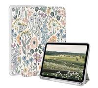 Rvciby Coque pour iPad (A16) 11e Génération 11" 2025/10ème Génération 2022,11&10.9 Coque avec Porte-Crayon et Support Trifold pour iPad 10e/11e-Plantes et Fleurs Vintage