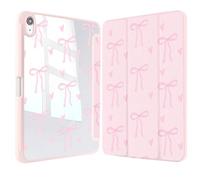 Rvciby Étui pour iPad (A16) 11e Génération 11" 2025/10ème Génération 10.9" 2022,11&10.9 Pouce Trifold Coque avec Porte-Crayon et Automatique de Sommeil/réveil,nœuds Papillons Roses