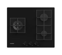 Rosières Table de cuisson gaz RVG63B4MBB/1 - 3 foyers, allumage 1 main, surface en verre, noir