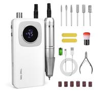 Rvggher Perceuse à ongles électrique portable professionnelle 45 000 tr/min, kit de lime à ongles électrique rechargeable pour enlever le polissage des ongles en gel acrylique, lime électronique