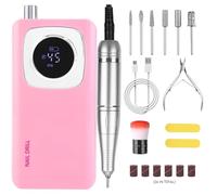 Rvggher Perceuse à ongles électrique professionnelle 45 000 tr/min, rechargeable sans fil, kit de lime à ongles électrique sans fil pour enlever le polissage des ongles en gel acrylique, lime