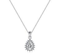 RVHAOODI 1-1.2CT Collier halo pour les femmes, Brilliant D Color VVS1 Clarity Brilliant Cut Lab Créé Collier Diamond blanc Rose Rose Vermeil Collier Pendant pour femmes Maman femme