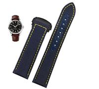 RVHAOODI 19mm 20mm Canvas Watch Strap For Omega New 300 AT150 Leather Nylon Watch Band Men Accessories Blue Black