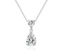 RVHAOODI 1ct rond et coeur coupé Collier Moisanite pour les femmes, D Color Clarity Lab Créé un collier diamant 18K Rose jaune blanc Vermeil 4 Prong Classic Moissanite pour les femmes