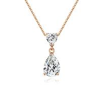 RVHAOODI 1ct rond et coeur coupé Collier Moisanite pour les femmes, D Color Clarity Lab Créé un collier diamant 18K Rose jaune blanc Vermeil 4 Prong Classic Moissanite pour les femmes