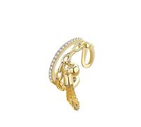 RVHAOODI 1pc Nouvelle chaîne de liens anneau de couleur gland zircone avec anneau de doigt de charme pendentif en pointe pour les femmes ouvrant une bague réglable