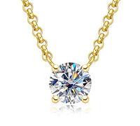 RVHAOODI 2,0-3,0 ct D Color Moissanite pour les femmes D Couleur Round Coupé à quatre bouches Sterling Collier avec certificat