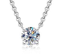 RVHAOODI 2,0-3,0 ct D Color Moissanite pour les femmes D Couleur Round Coupé à quatre bouches Sterling Collier avec certificat