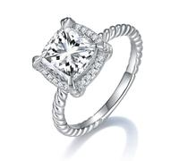 RVHAOODI 2.5 Anneaux de Moissanite pour femmes Coussin coupés D Couleur S925 Lab Créé des anneaux de diamant parfaits pour les fêtes de usure quotidienne mariage