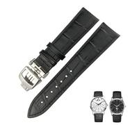 RVHAOODI 20 mm 21 mm 22 mm Black Blue Bleu en cuir authentique Watch Band Ajustement pour IWC Jaeger LeCoultre Master Cowhide Watch Strap Accessoires