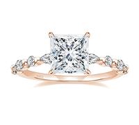 RVHAOODI 2CT Ring Silver Silver Princess Cut Halo Promise Rague de fiançailles Marquise & Round CZ Maridal Band pour les femmes Taille 5-11