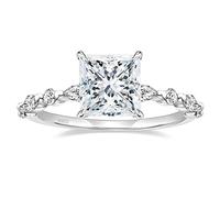 RVHAOODI 2CT Ring Silver Silver Princess Cut Halo Promise Rague de fiançailles Marquise & Round CZ Maridal Band pour les femmes Taille 5-11