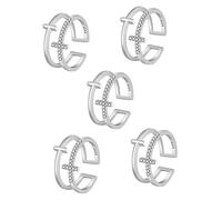 RVHAOODI 2pcs Cross Ring anneaux pour les adolescentes anneaux ouverts pour les femmes anneaux ajustés anneaux gothiques pavés pour femmes anneaux chrétiens pour femmes anneaux goth