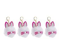 RVHAOODI 4 pcs Pompom Chain Key Cartoon Cadeau de creux de bombe de back-back Back Back Purse Charme de remplissage pour Party Toys Creative Girls Girls Sac Accessoires Keychain Keys Car Yellow