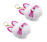 RVHAOODI 4 pcs Pompom Chain Key Cartoon Cadeau de creux de bombe de back-back Back Back Purse Charme de remplissage pour Party Toys Creative Girls Girls Sac Accessoires Keychain Keys Car Yellow