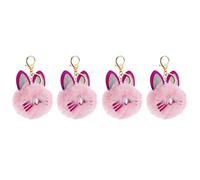 RVHAOODI 4 pcs Pompom Chain Key Cartoon Cadeau de creux de bombe de back-back Back Back Purse Charme de remplissage pour Party Toys Creative Girls Girls Sac Accessoires Keychain Keys Car Yellow