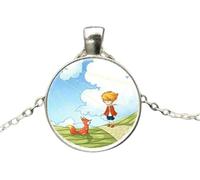 RVHAOODI 925 Sterlingfox pour les femmes et les hommes, Fox Under the Moon Little Prince Glass Dome Collier, Fox Girl Initial Collier, Fox Bijoux pour femmes, bijoux