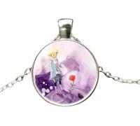 RVHAOODI 925 Sterlingfox pour les femmes et les hommes, Fox Under the Moon Little Prince Glass Dome Collier, Fox Girl Initial Collier, Fox Bijoux pour femmes, bijoux