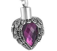 RVHAOODI Angel Wings Cremation Urn Pendant Memorial Memorial Birth Stone Ashes KeepSake 316 L LOCKET SLIVER SLIVER INOXEUX 6