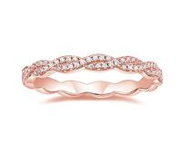 RVHAOODI Anneau de fiançailles Ribbons torsadés de zircone cubique de la bande de mariage de l'éternité des pavées pour les femmes taille 4-12, pierre, zircone cubique,