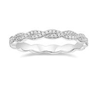 RVHAOODI Anneau de fiançailles Ribbons torsadés de zircone cubique de la bande de mariage de l'éternité des pavées pour les femmes taille 4-12, pierre, zircone cubique,