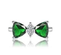 RVHAOODI Anneau réglable pour les femmes, green nouement cubique zirconi brillant luxe ajusté à couple ouvert anneau de queue joint anneau de jonction