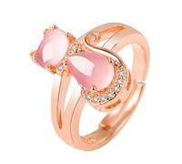 RVHAOODI Anneaux pour les femmes en cristal rose élégant anneau de doigt exquis pour le présent personnalisé