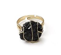 RVHAOODI Anneaux réglables, anneau d'obsidien naturel Six Claws Package Irrégularité Anneau Ring Ajustement des femmes Ring 7 Chakra Reiki Anneaux de pierre de pierre Géme Éternité pour femmes