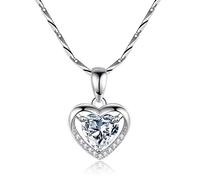 RVHAOODI Belle pour les femmes, collier argenté en forme de coeur zircone brillant, cadeau de la Saint-Valentin, chaîne de clavicules