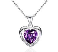 RVHAOODI Belle pour les femmes, collier argenté en forme de coeur zircone brillant, cadeau de la Saint-Valentin, chaîne de clavicules