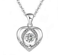 RVHAOODI Belle pour les femmes, Trend Heart Zirconia Collier en argent, cadeau de la Saint-Valentin de la fête des mères, battant des bijoux