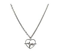 RVHAOODI Bijoux/Colliers Titanium Steel Chain Personnalized Simple Couple Pendre Allant Amour Collier de rythme cardiaque Pendants