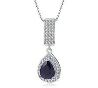 RVHAOODI Bijoux en pierre de pierre en argent 1.29ct d'eau naturelle bleu saphir élégant pour les femmes