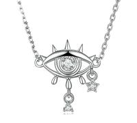 RVHAOODI Blanc massif sur 925 collier avec pendentif pour les yeux diaboliques, collier de charme pour les yeux du diable
