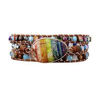 RVHAOODI Boho wo, en forme de larme naturelle 7 s bracelet tressé en pierre colorée à la main, bijoux en pierre précieuse pour wo