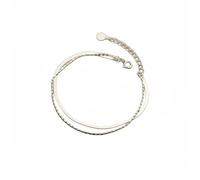 RVHAOODI Bracelet sterling, Sterling S925 Cadeaux de bijoux en argent en argent réglables à chaîne plate à double couche Sterling S925 pour WO