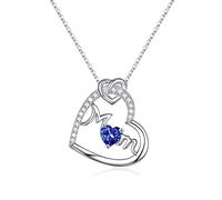 RVHAOODI Cadeaux de maman Collier de pierre de naissance maman, Collier de pierre de naissance de Sterling Heart Pendant
