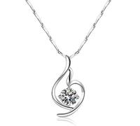 RVHAOODI Coeur pour les femmes, collier argenté, bijoux cubique en zircone, petite amie cadeau de la Saint-Valentin bleu/argent, argent