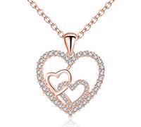 RVHAOODI Collier de chaîne pour femmes avec pendentif argent sterling argent avec des paillettes de coeur cross en zircone cubique, une petite amie libre d'allergie comme cadeaux d'anniversaire