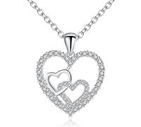 RVHAOODI Collier de chaîne pour femmes avec pendentif argent sterling argenté avec des paillettes de coeur cross à zircone cubique, une petite amie libre d'allergie comme des cadeaux d'anniversaire