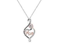 RVHAOODI Collier de coeur blanc unique et à la mode, Love Mom Letters Pendant Collier avec diamant, cadeau de bijoux idéal pour les mères