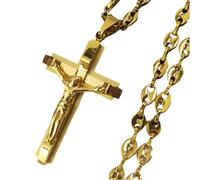 RVHAOODI Collier de crucifix pour hommes, collier croisé avec Jésus ci-dessus - Pendant crucifix pour hommes, chrétien Jésus Collier Cross pour Noël Cadeaux de Thanksgiving Cadeau d'anniversaire