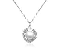 RVHAOODI Collier de pendentif en perles blancs d'eau douce, chauffage de dieu chanceux, cadeau de bijoux de Noël distinctif.