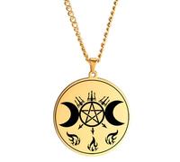 RVHAOODI Collier de phase de lune de sorcellerie pour femmes, collier pendentif triple lune - Lilith Seal Amulet Civing Crescent Moon Collier, Lune Jewelry for Birthday