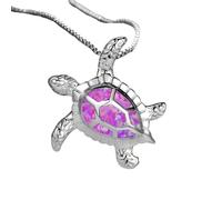 RVHAOODI Collier de tortue de mer exquis pour femmes, couloir blanc violet bleu violet opale - collier de tortue hawaïen classique, pendentif tortue, collier de tortue de mer pour vacances