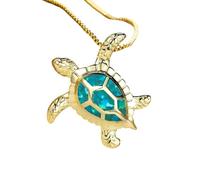 RVHAOODI Collier de tortue de mer exquis pour femmes, couloir blanc violet bleu violet opale - collier de tortue hawaïen classique, pendentif tortue, collier de tortue de mer pour vacances