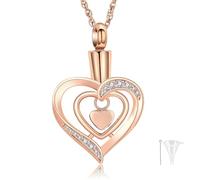 RVHAOODI Collier d'urne élégant Crémation du cœur en acier inoxydable Small Urn Verket Pendant For Ashes Memorial Personnalisez les bijoux-rose